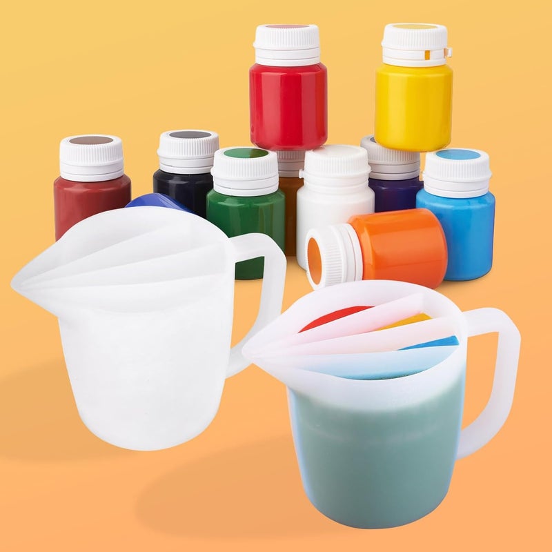 Kunyeah Split Cup with Handle 17OZ/500ML Silicone Cup for Paint Pouring Fluid Art Split Cup Acrylic Paint Pour Cup DIY Making Crafts Supplies Epoxy Resin Art Drawing Accessories (4 Chambers) - Image 5